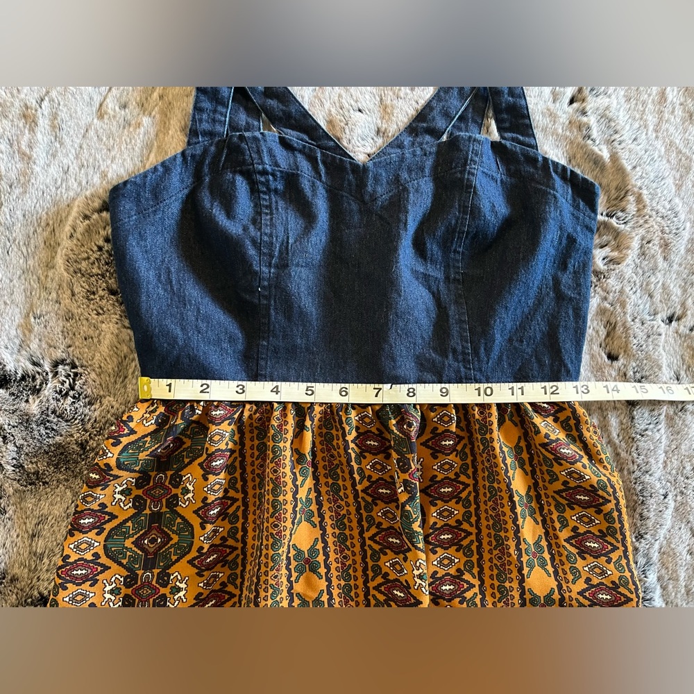 Blue denim top print bottom high-low dress by Event, juniors medium small EUC - Picture 13 of 16